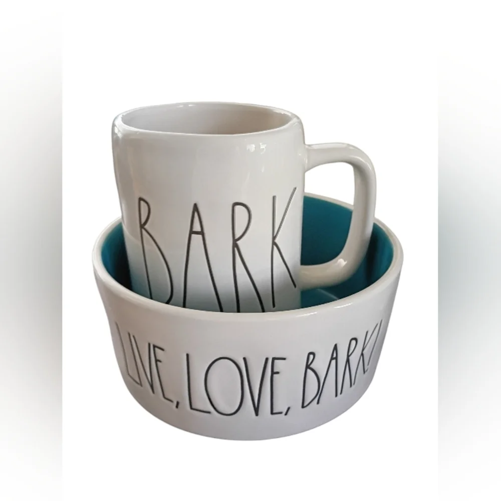 Rae Dunn Ceramic Mug And Dog Bowl Bundle